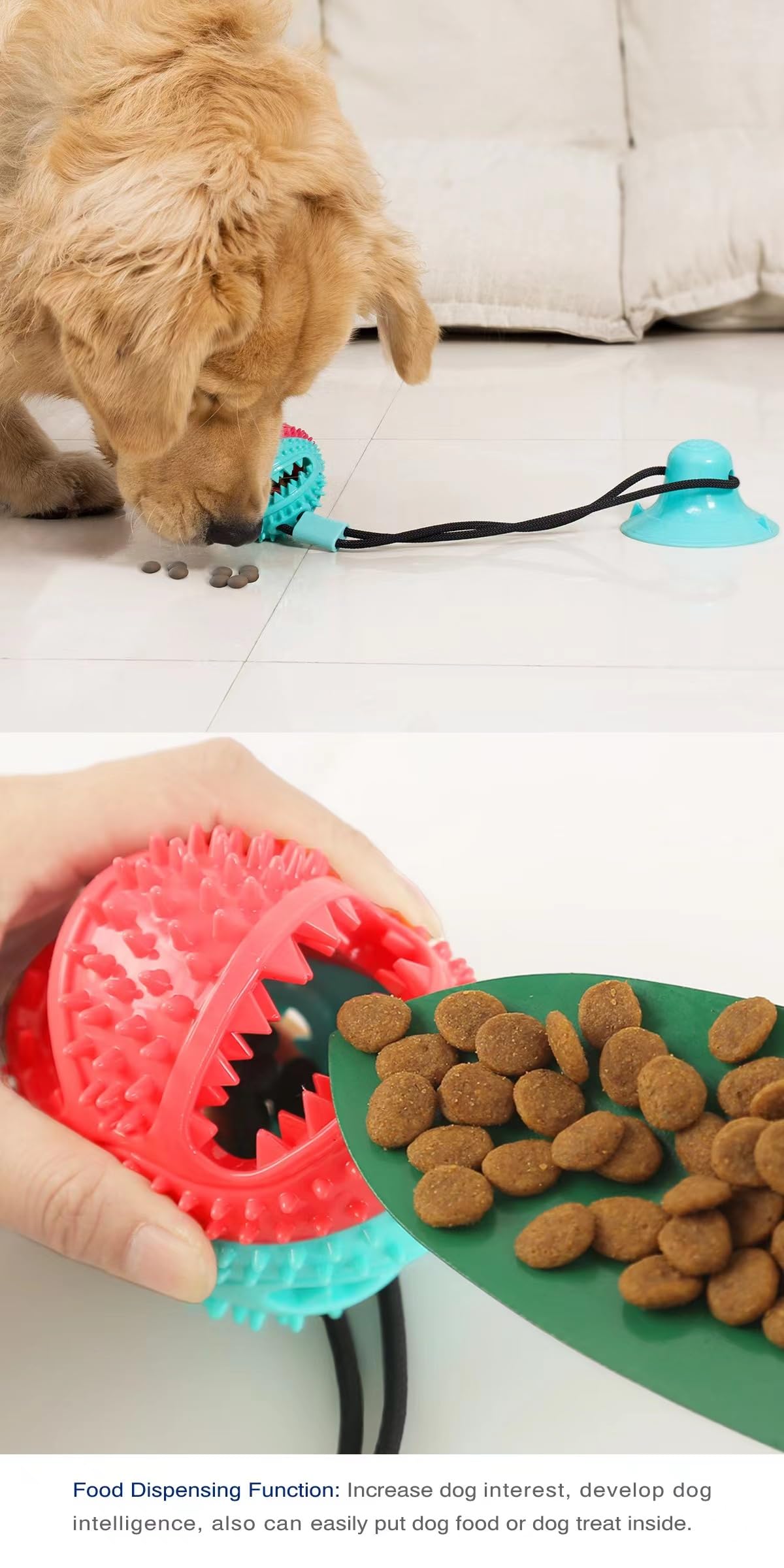 EFYUE Interactive Dog Toy, A Dog Toy Ball with A Built-in Sound，Dog Puzzle Treat Food Dispensing Ball Suitable for Small, Medium Sized Dog Toys