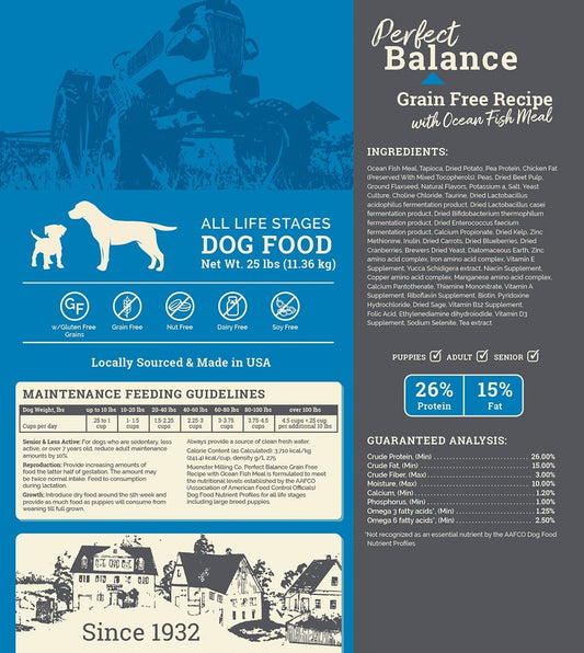 Muenster Perfect Balance Ocean Fish Meal Grain Free Dry Dog Food, 25lb - Gluten-Free, All Life Stages