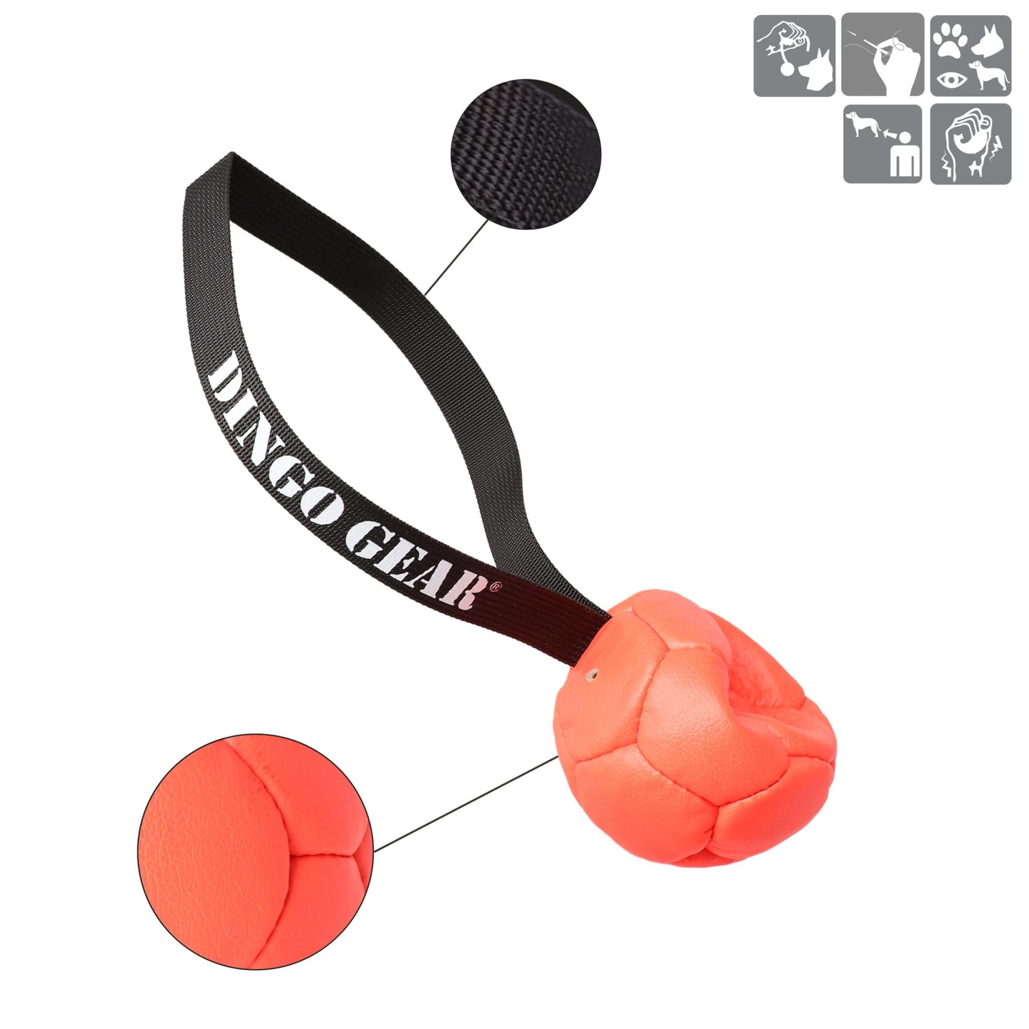 DINGO GEAR WWW.DINGOGEAR.COM 1977 Set Faux Leather Ball with Pump for Dog Training, as Reward for Fetch tug of war, for Strong Dog, Handmade, 3in Orange Z30029