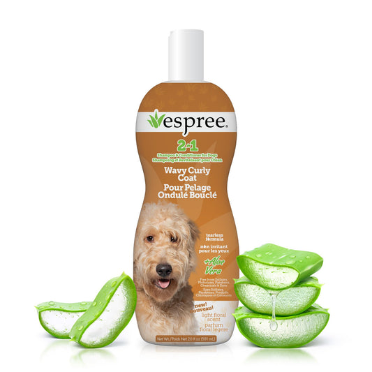 Espree Wavy Curly Coat Shampoo & Conditioner, Curl Detangling Shampoo, Perfect for Goldendoodles & Poodles, Formulated with Aloe Vera, Sulfate-Free, Paraben-Free, Harsh Chemical and Dye-Free, 20oz