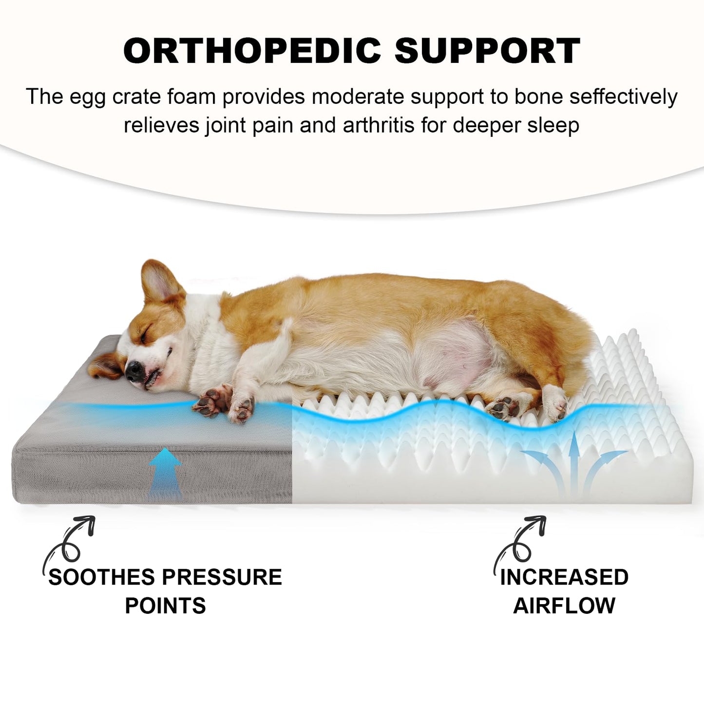 Maihandasi Indestructible Dog Beds for Large Dogs, Orthopedic Memory Foam Pet Bed with Oxford Fabric, Waterproof Outdoor Dog Bed for Kennel with Washable Cover and Non-Slip Bottom, 41''x27'', Green