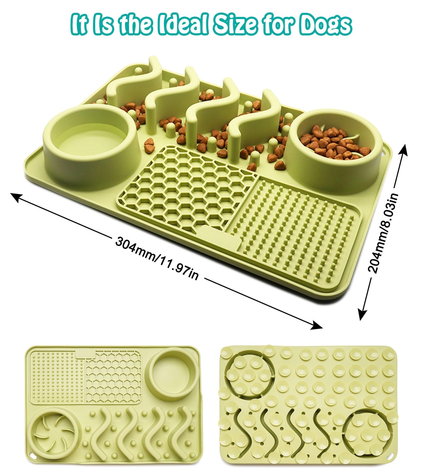 Slow Feeder Mat, Silicone Lick Mat with Suction Cups for Dog Cat, Puzzle Snuffle Mat for Pet Smell Training Bored Puppy, Interactive Sniff Mat Slow Eating Keep Busy(Green)