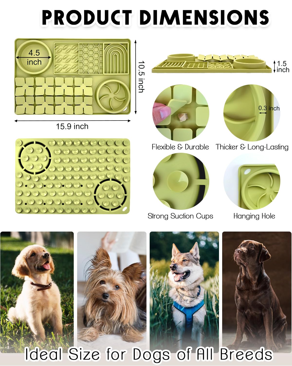 LickiMat 8"X8" Pack of 2 Classic Soother & Buddy Dog Slow Feeders Lick Mat Boredom Anxiety Reduction Perfect for Food Treats Yogurt Peanut Butter Fun Alternative to Slow Feed Dog - (Green & Turquoise)