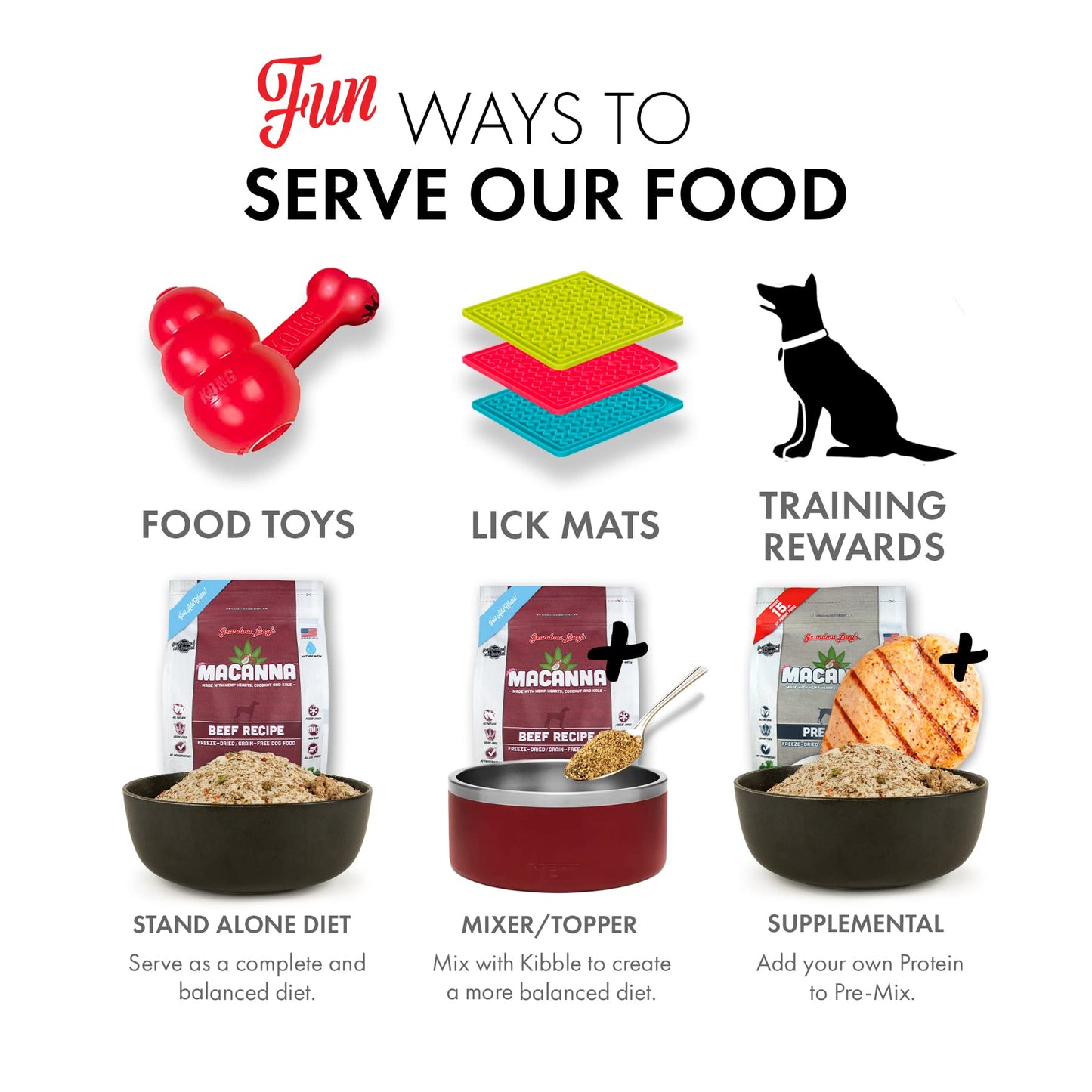 grandma lucy's Macanna Freeze Dried Grain Free Beef Recipe Dog Food 1 Lbs