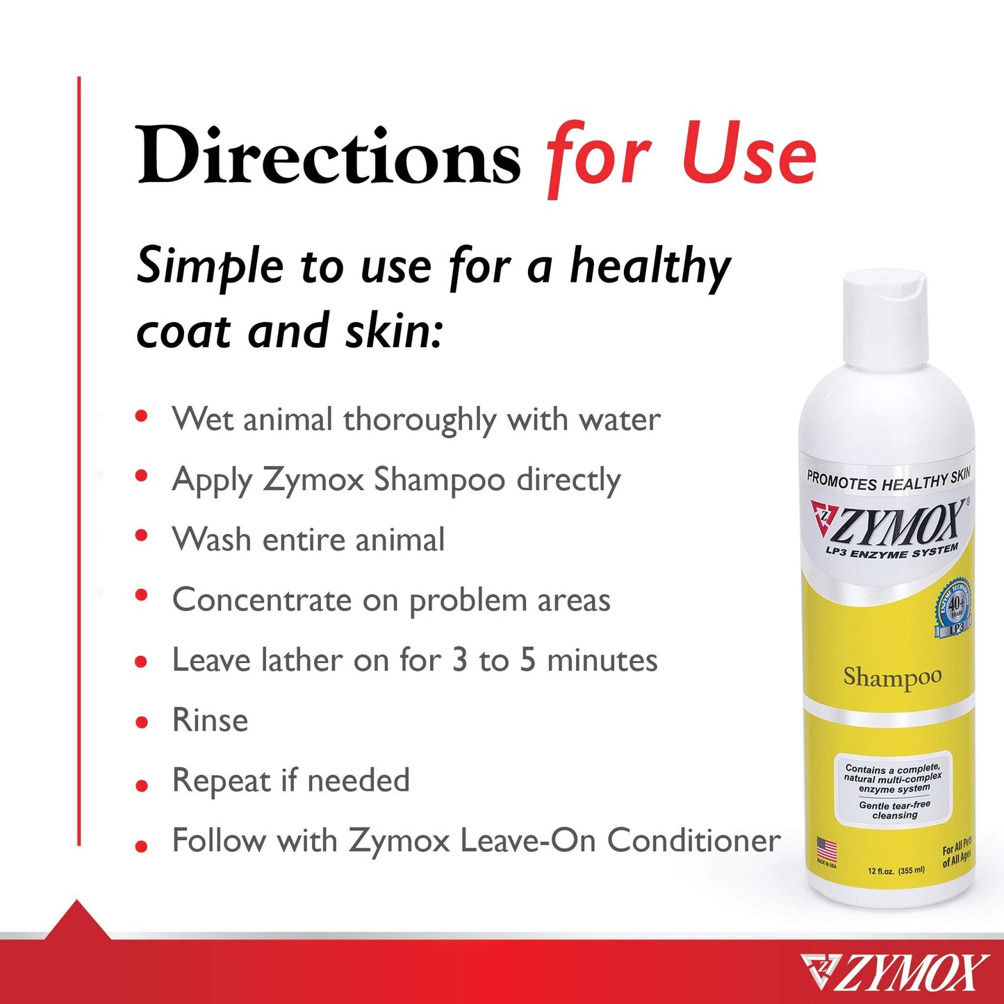 Zymox Enzymatic Shampoo for Dogs and Cats, 12oz