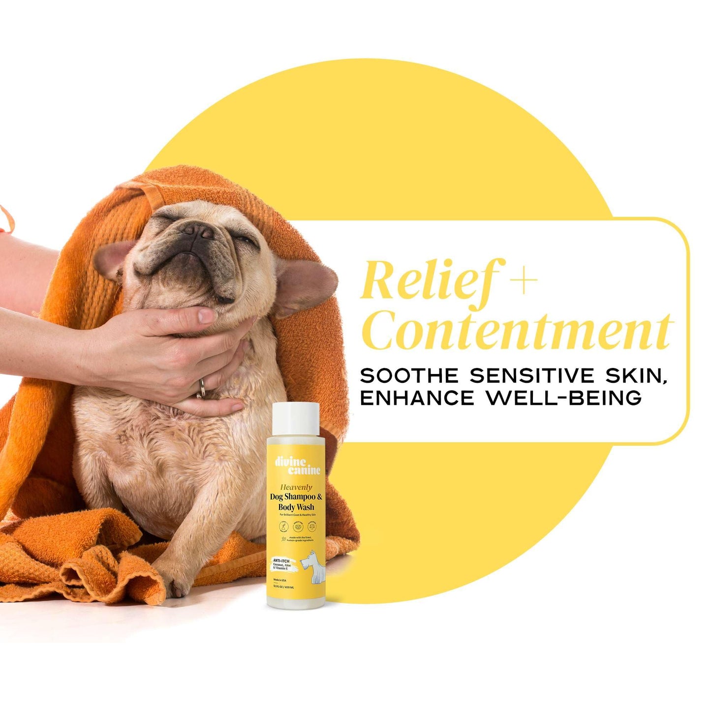 Divine Canine Heavenly Dog Shampoo & Body Wash - Anti-Itch - Dog Shampoos - pH Balanced Conditioning Dog Bath Blend with Collagen, Aloe, Coconut Milk, Vitamin E - Soothe Itchy Skin & Coat - 13.5oz