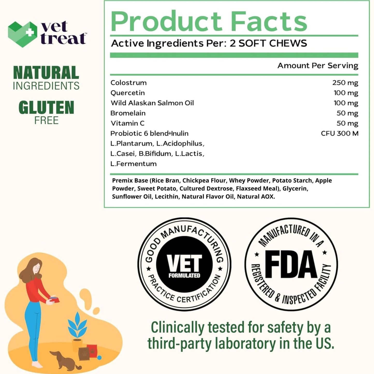 Vet Treat's Dog Allergy Relief Chews - 170 Dog Allergy Chews - Itch Relief for Dogs - Anti Itch for Dogs - Dry & Itchy Skin - Allergies & Immune Support Supplement, Omega 3 Fish Oil, Probiotics - USA