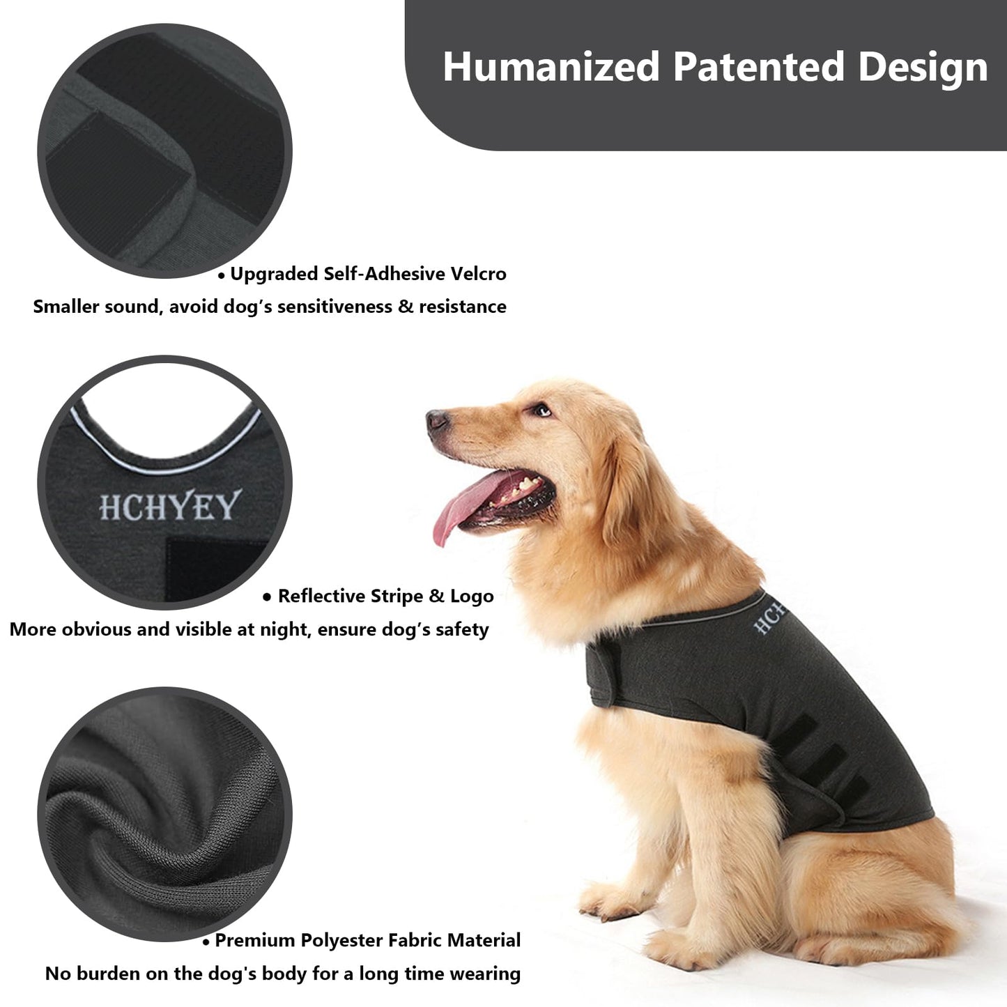 HCHYEY Dog Thunder Vest, First Generation Calming Jacket for Dogs - Dog Shirt for Anxiety, Firework and Separation, Keep Pet Calm Without Medicine & Training, Anti Anxiety Coat for Dogs (Dark Grey, M)