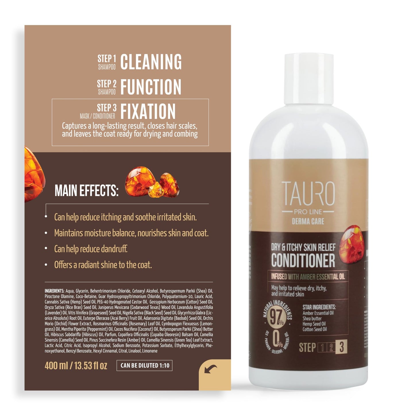 Tauro Pro Line Dog Conditioner for Allergies and Itching - Soothes & Hydrates Dry, Itchy, or Allergy-Prone Skin, Gentle Pet Conditioner for Dogs, Cat & Puppy (Derma Care 13.5 Fl Oz)