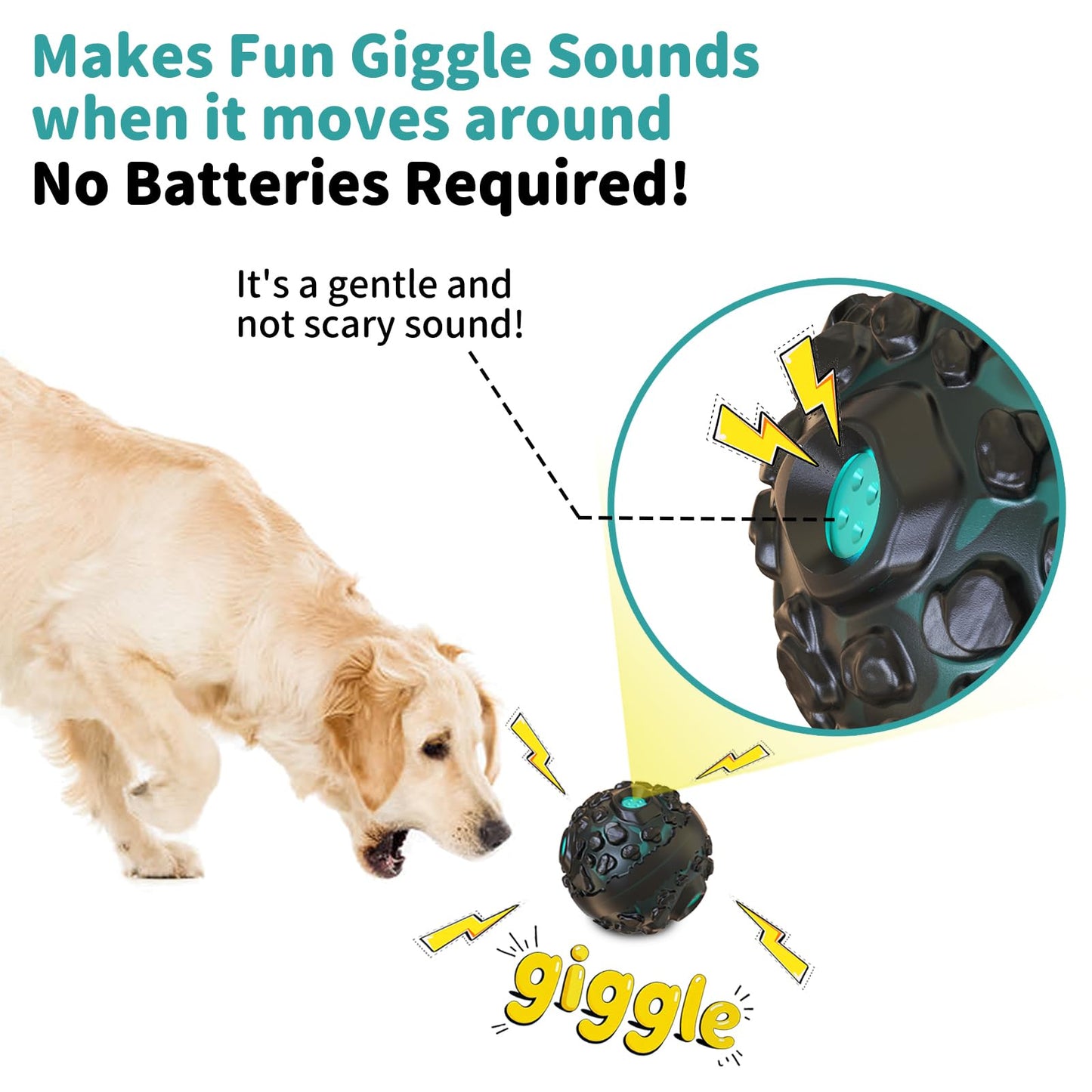 JoyBruko Dog Ball for Aggressive Chewers - Interactive Dog Toy Balls Fun Squeaky Sound to Keep Them Busy, Durable for Small Medium Large Breeds, Rubber Pet Chew Toys, As Seen on TV, Black & Lake Blue