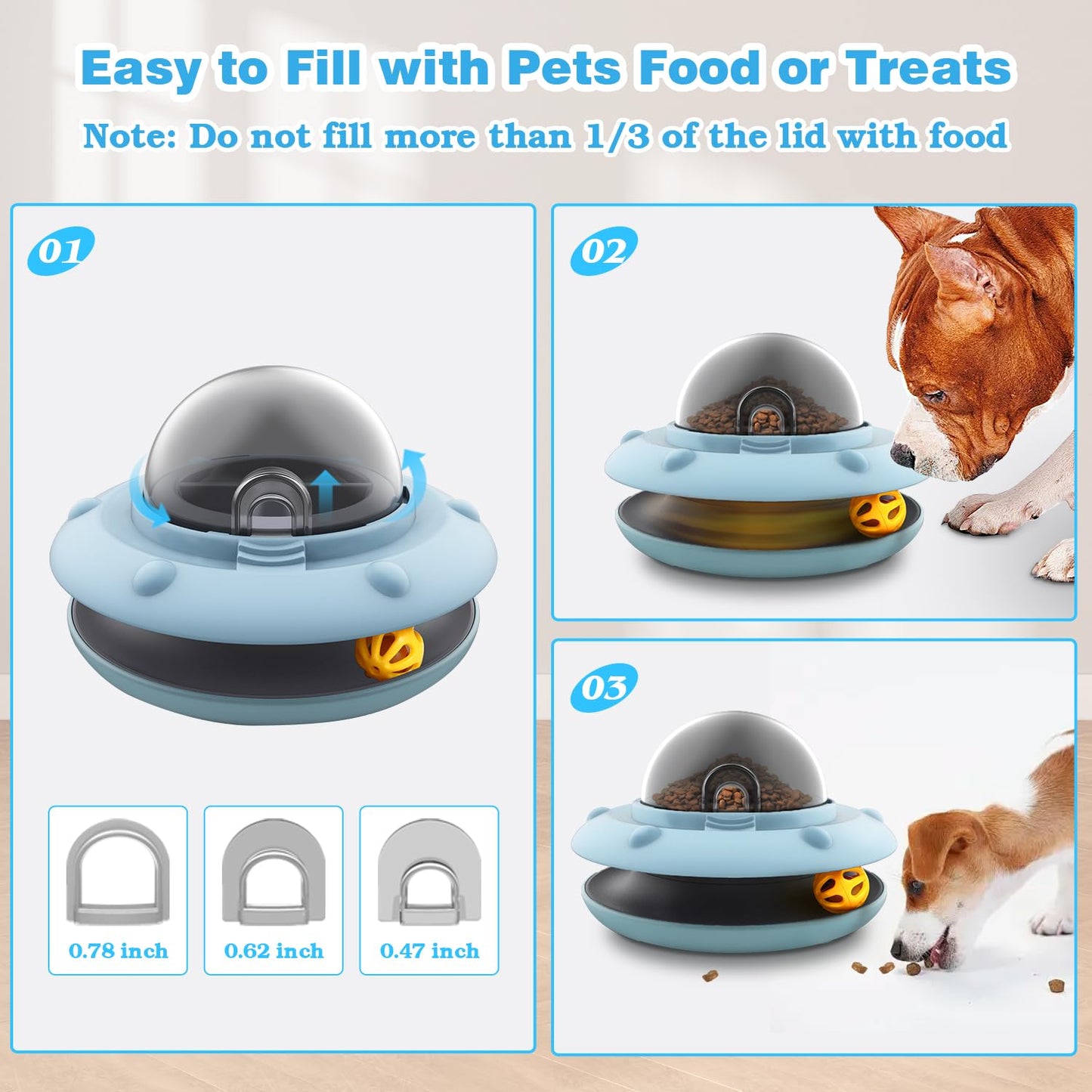Dog and Cat Interactive Treat Toy, Pets Food Puzzle Toy with Bell Ball, Suitable for Puppies and Kittens
