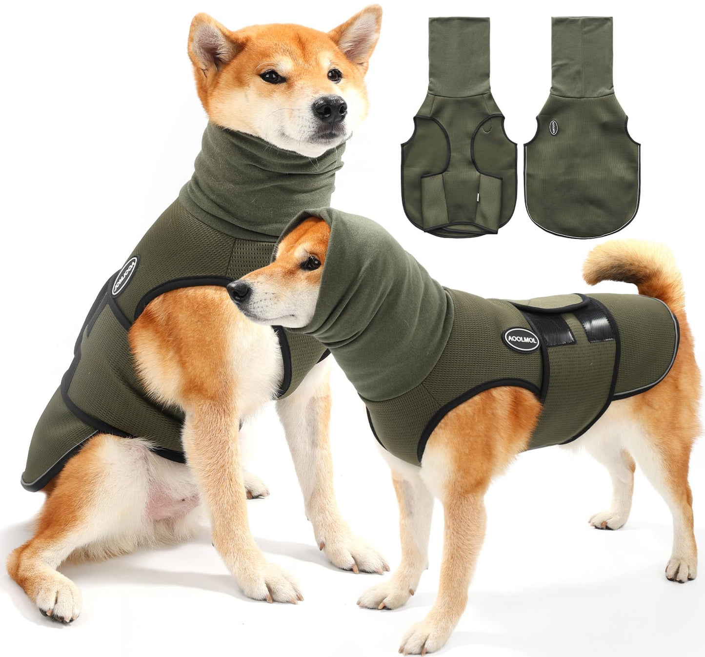AOOLMOL Dog Anxiety Vest and Coat, Vet Visits and Separation - Keep Pet Calm, Dog Jacket for Thunder, Fireworks, Anti Anxiety Vest for Dogs and Cat Body and Ear