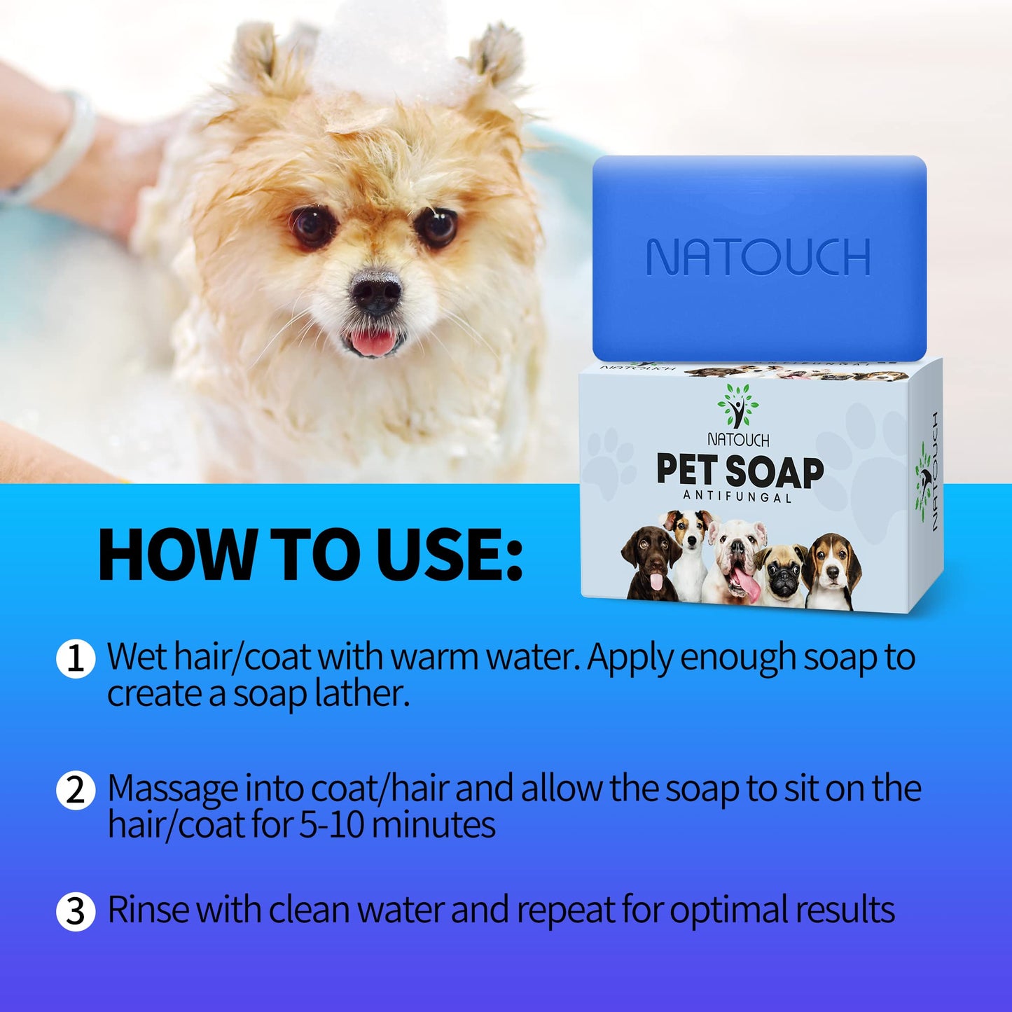 Natouch Antifungal Soap for Dog, Dog Shampoo for Allergies and Itching, Natural Soap Bar with Tea Tree Oil, and Lavender Oil, Helps with Infections & Fungus Irritation Itching