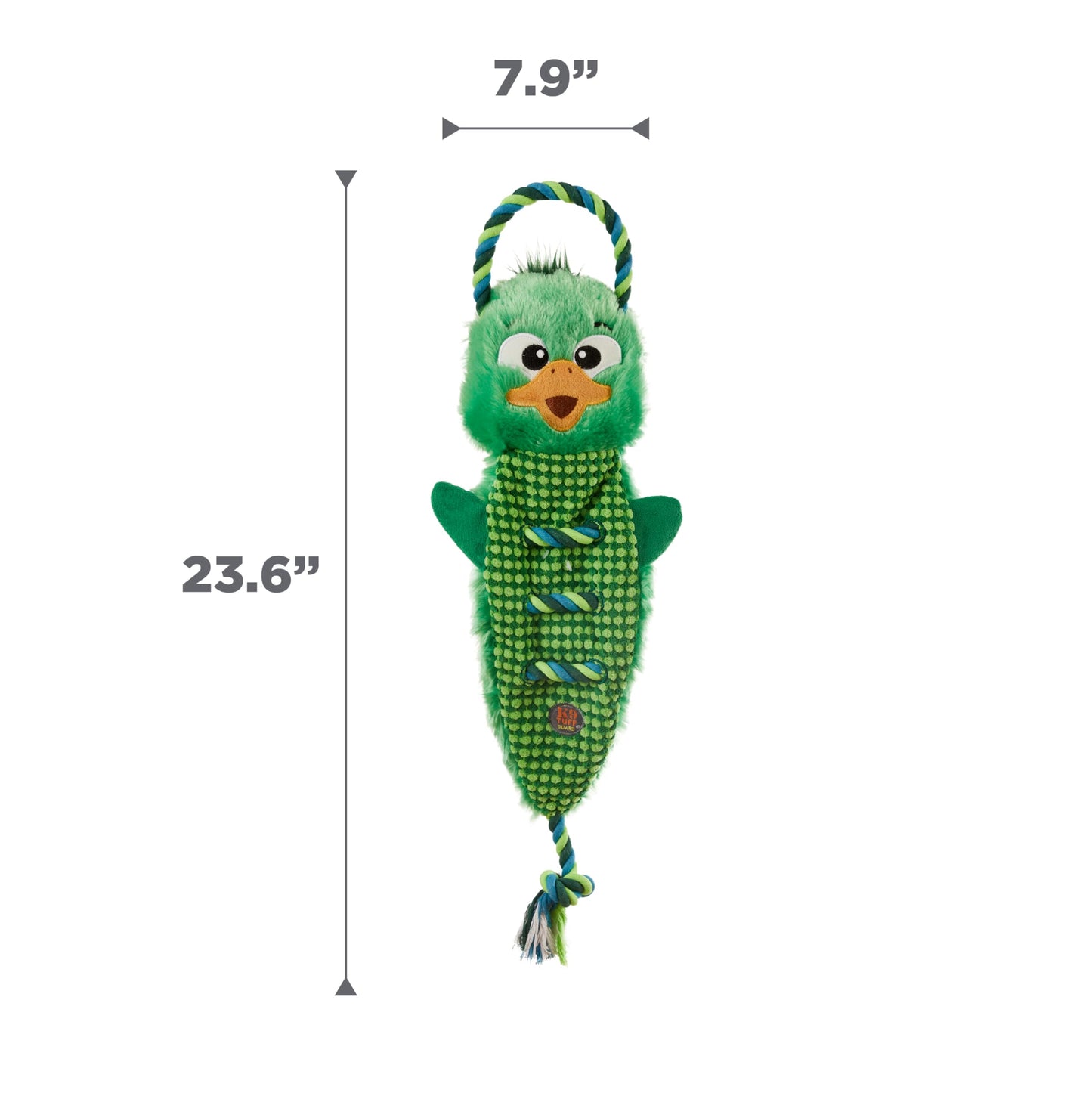 Outward Hound Ropiez Rope Interactive Dog Tug Toy for Tugging Squeaky Fun, 23.6 Inch Mallard, Green, Large