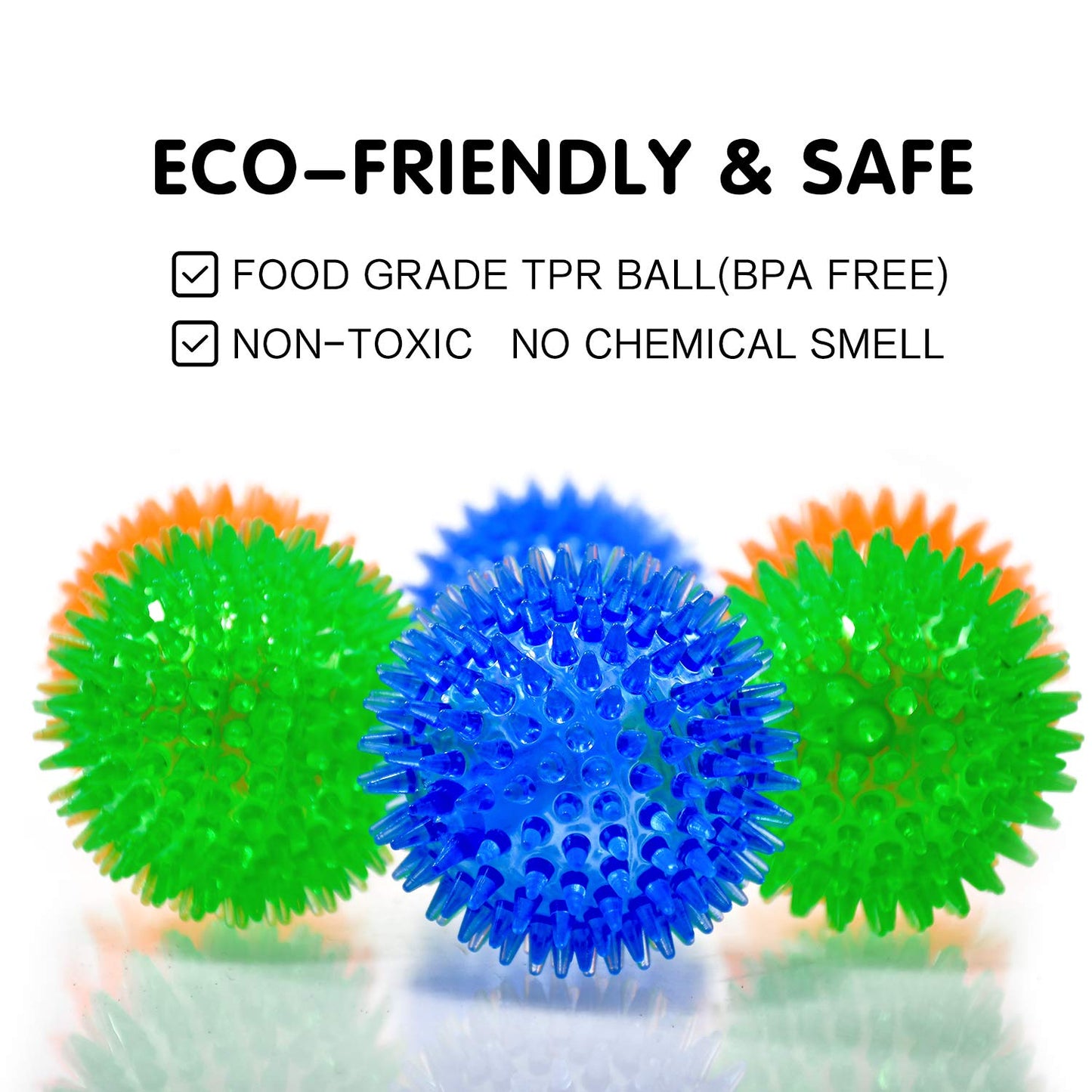 SHARLOVY Squeaky Balls for Pet Small Puppy, TPR Fetch Spike Balls for Dogs, Rubber 6 Pack Bright Colors Chew Teething Dog Toys
