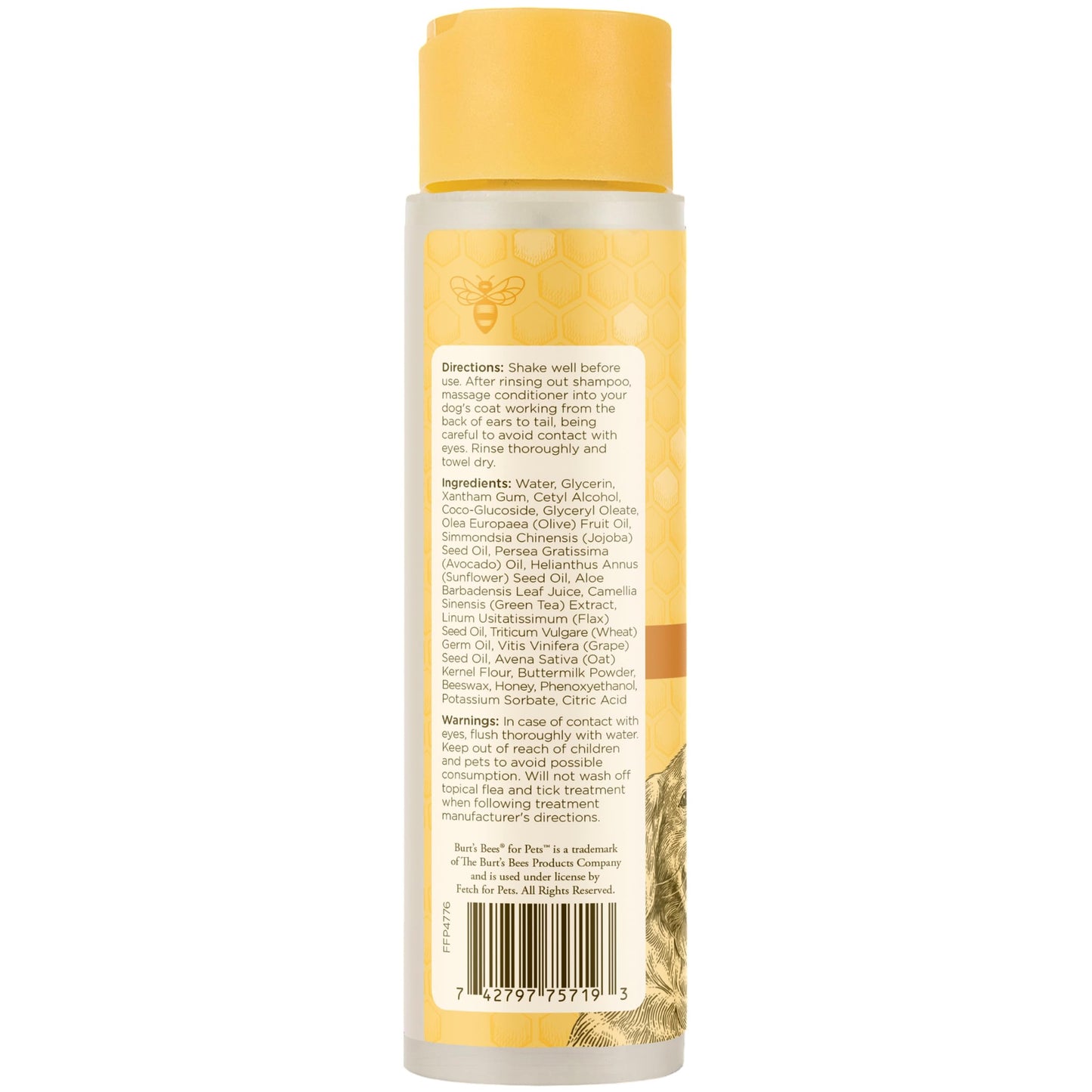 Burt's Bees for Pets Oatmeal Dog Conditioner with Colloidal Oat Flour & Honey - Soothing Relief Conditioner for Dogs, Gentle Dog Hair Conditioner for Oatmeal Bath, Grooming Supplies, 10 Fl Oz