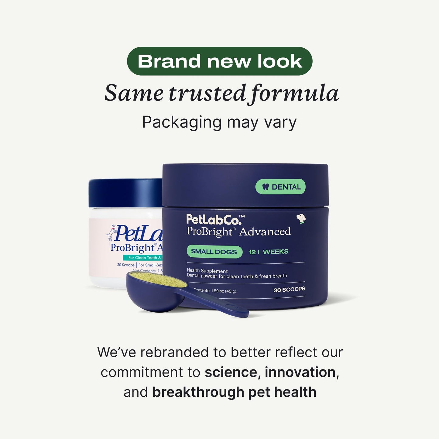 PetLab Co. ProBright Advanced Dental Powder - Dog Breath Freshener - Teeth Cleaning Made Easy – Targets Tartar & Bad Breath - Packaging May Vary - Formulated for Small Dogs