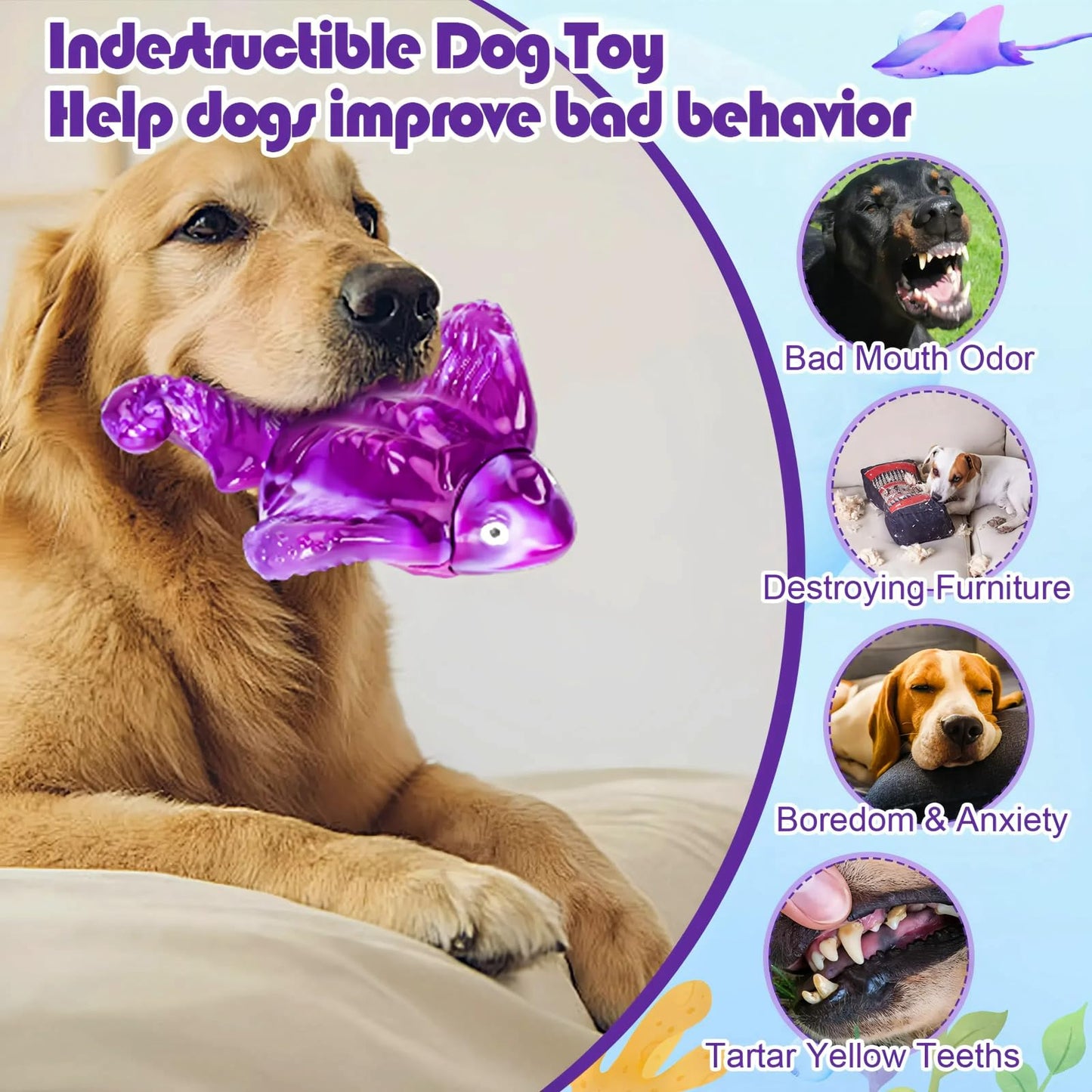 loncoldy Tough Dog Toys for Aggressive Chewers, Indestructible Chew Toys for Dogs, Interactive Large Dog Toy to Keep Them Busy, Super Chewer Dog Toy for Large Medium Breed, Gifts for Dogs