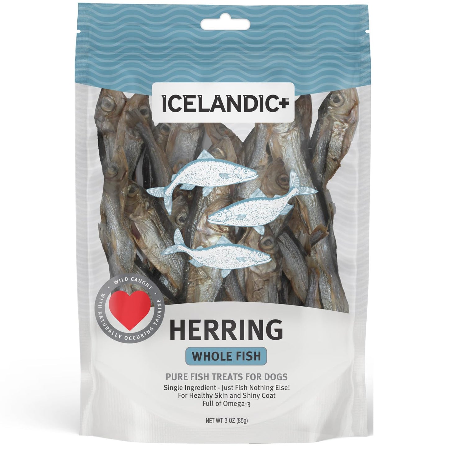 Icelandic+ Whole Fish Herring - 3oz Bag - Dog Treats, Pure Wild-Caught & Air-Dried, Single Ingredient Snack, Pet Chew, Just The Fish Nothing Else