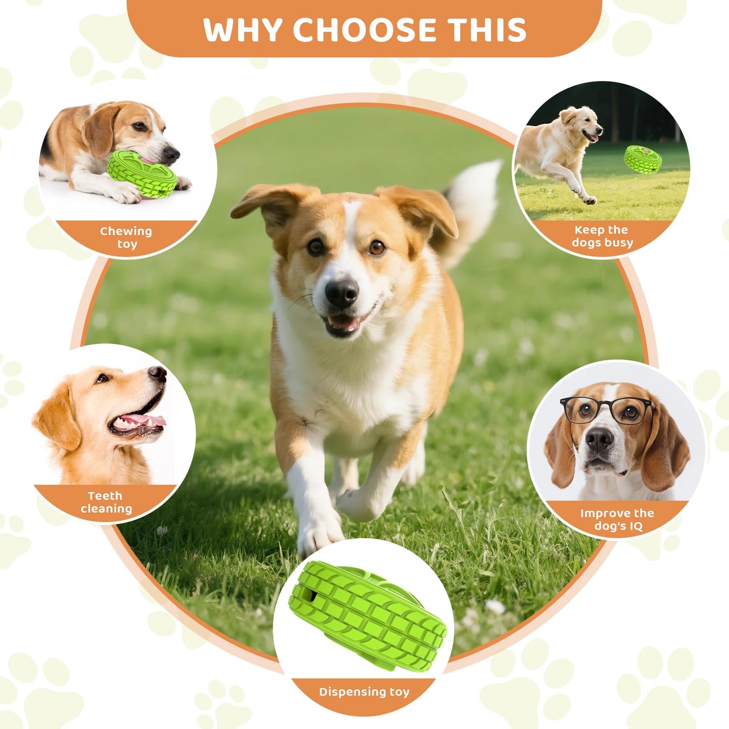 DFQ Tough Tire Chew Toy for Dogs,Interactive Treat Dispenser with Licking Zone and Stick Slot,Built for Power Chewers and Boredom Relief