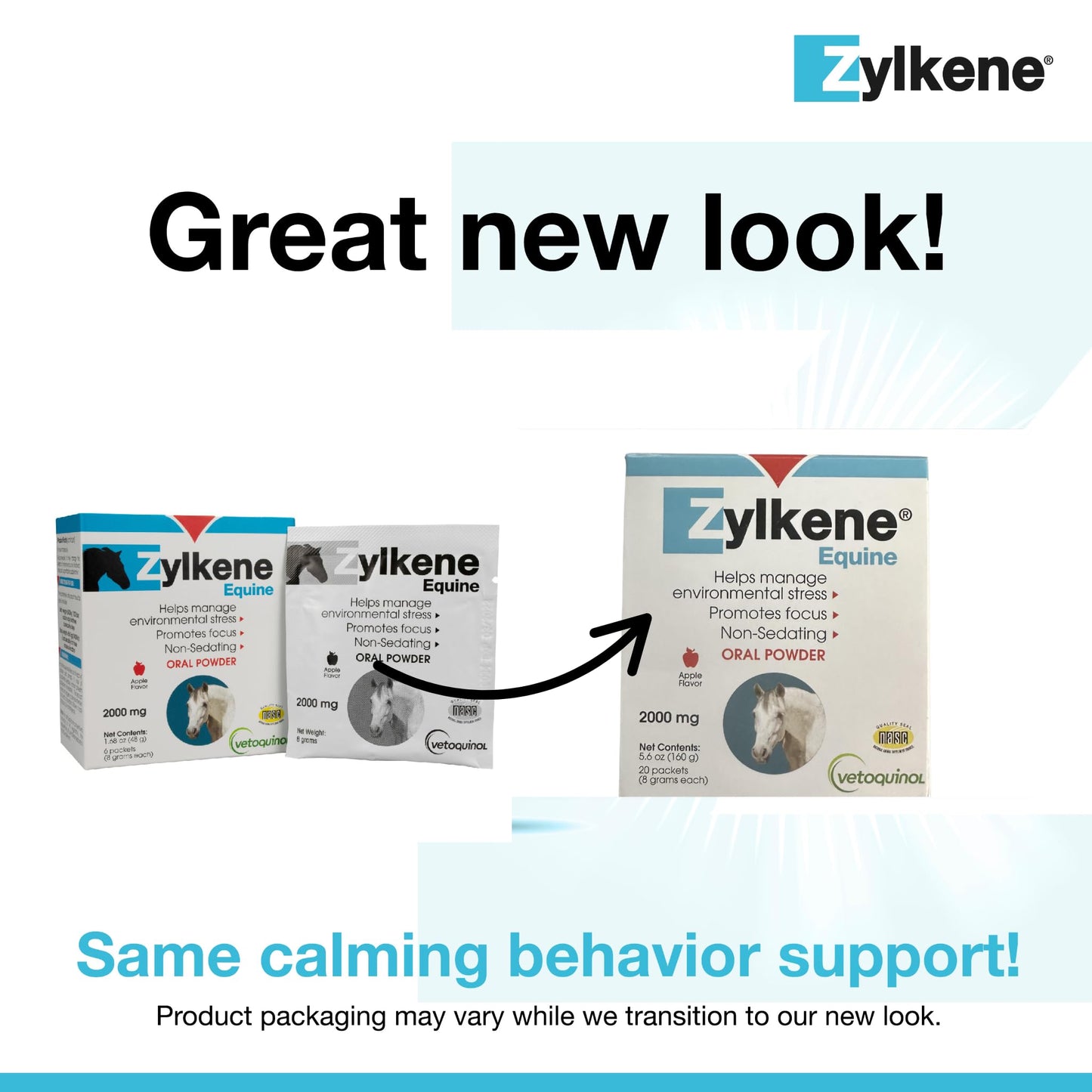 Vetoquinol Zylkene Equine Behavior Support Horse Supplement Powder 2000mg, 20ct