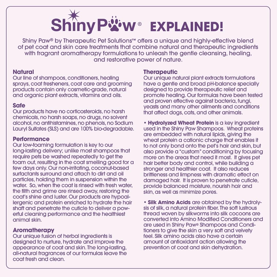 Lavender Shampoo Spa Essentials Nourishing Dog Body Wash by Shiny Paw (16 oz) | Anti Itch Shampoo for Dogs | Dog Bath Coat Cleansing for Dogs | Made in The USA