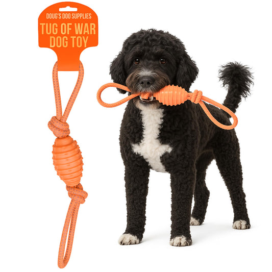 Doug's Dog Supplies Football Rope Toy, Tug of War Dog Toy - Dog Rope Toy for Medium to Large Dogs (Orange)