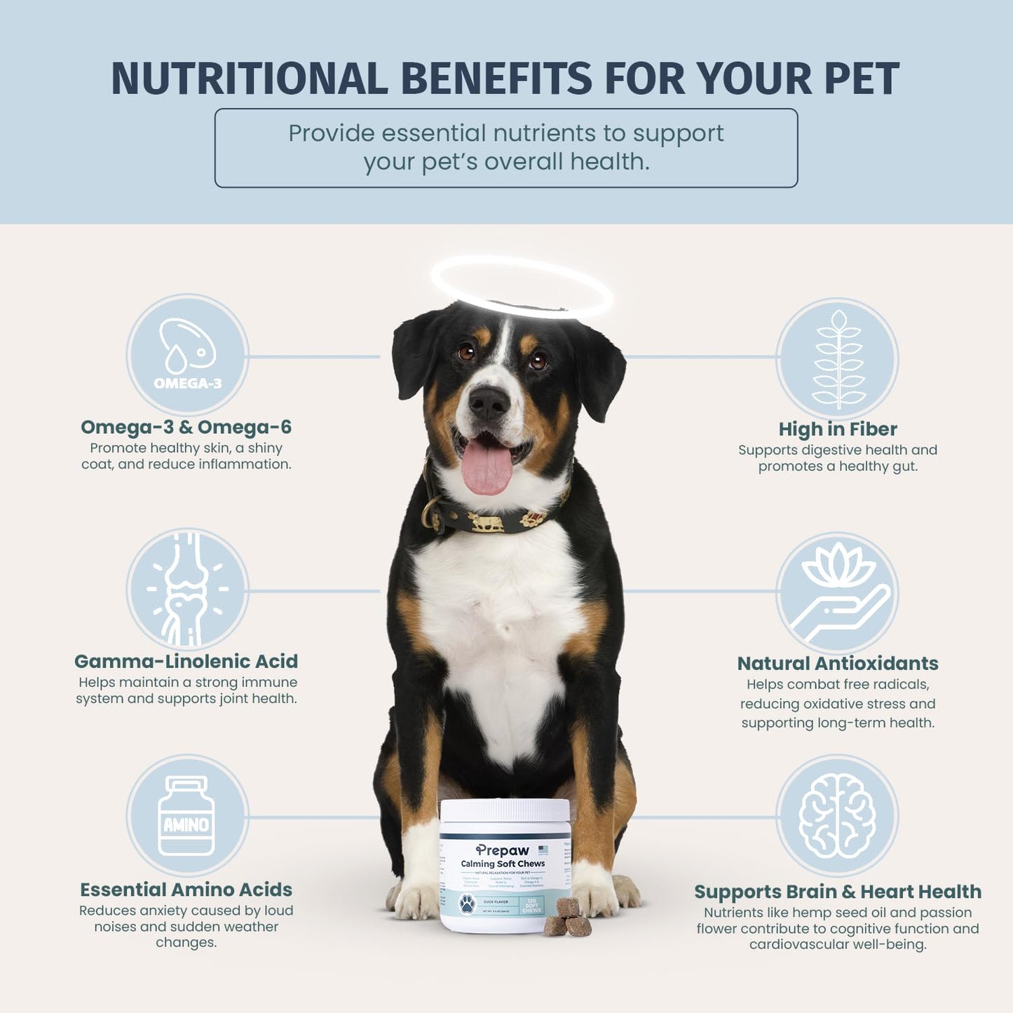 Prepaw Calming Hemp Soft Chews for Dogs - Natural Calming Treats with Organic Hemp Seed Oil, Chamomile, Valerian Root & Passion Flower - Anxiety & Stress Relief Bites | USA Made, 120 Soft Chews