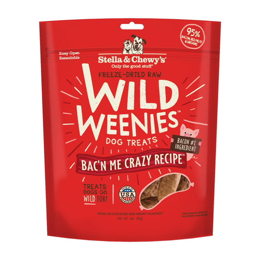 Stella & Chewy's Freeze-Dried Raw Wild Weenies Dog Treats - High-Protein Training Treats for Dogs & Puppies - All-Natural Bacon Recipe with 95% Meat & Organs - USA Made - 3 oz Bag
