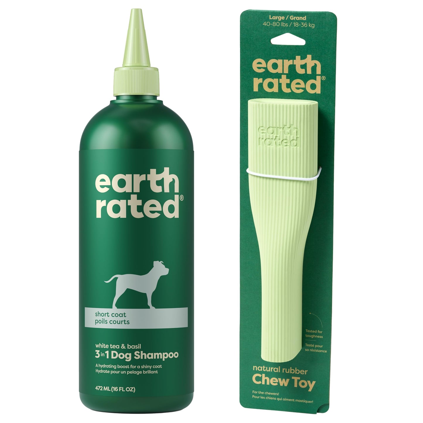 Earth Rated Scrub & Play Bundle - Includes 1 Short Coat Dog Shampoo & 1 Large Enrichment Toy