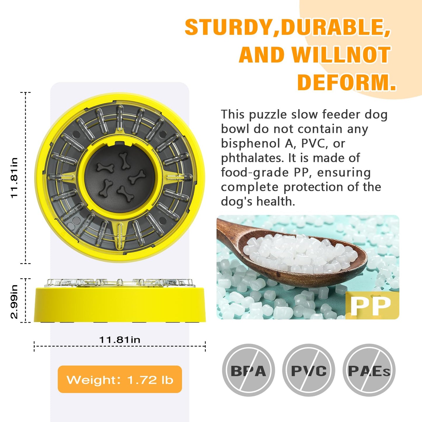 11.8In Dog Puzzle Toy Feeder Rotate Lid Slow Feeder Dog Bowl for All Puppy Puzzle Brain Games Puppy Game Toy Level 2 Keep Busy Food Treat Dispensing Slow Down Eating