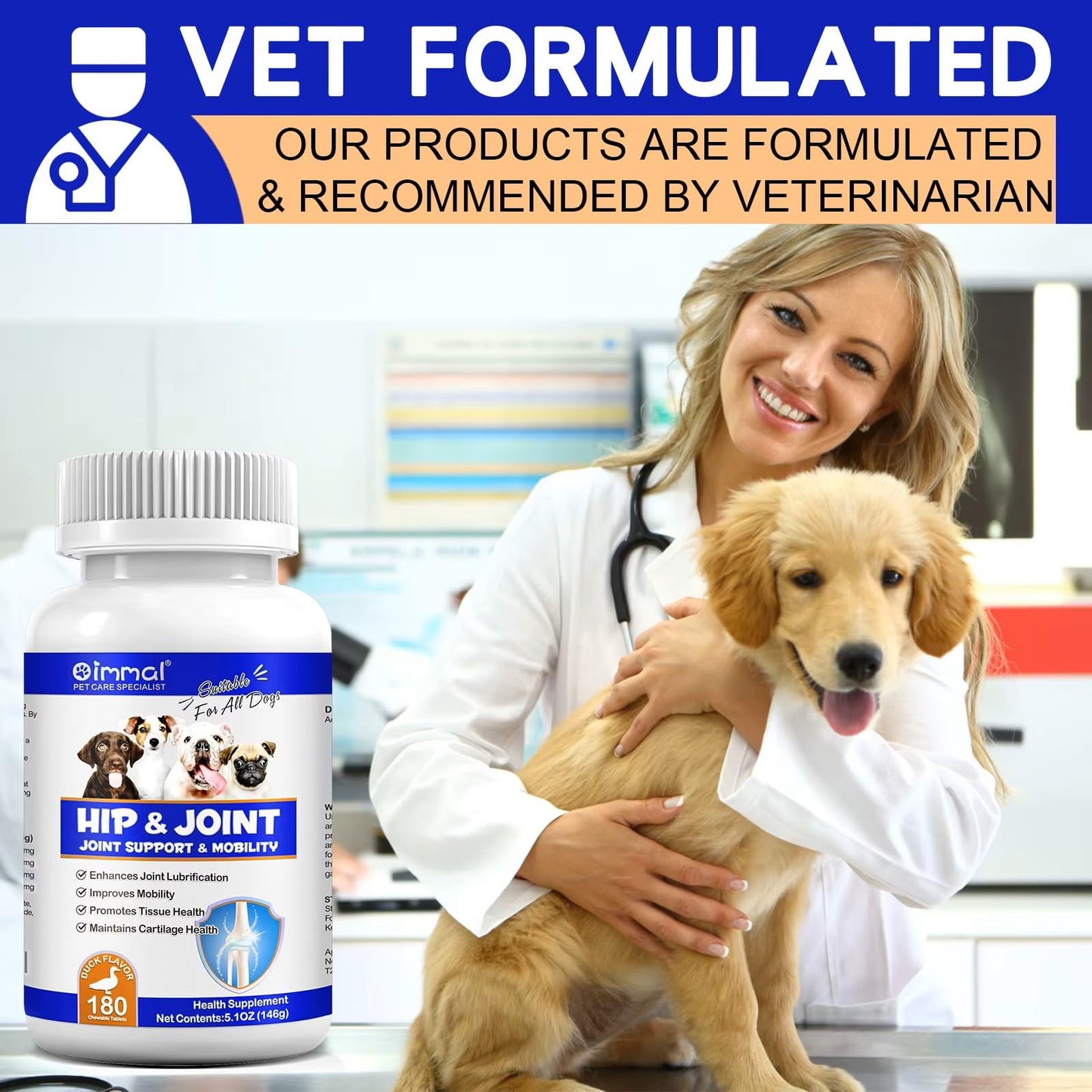 Hyalogic Pro Advanced HyaFlex for Dogs – Amazing Joint Support Supplement for Your Buddy – 30 Beef Flavored Wafers - Dog Joint Supplement w/Hyaluronic Acid, Glucosamine, MSM & Cynatine (30 Tablets)