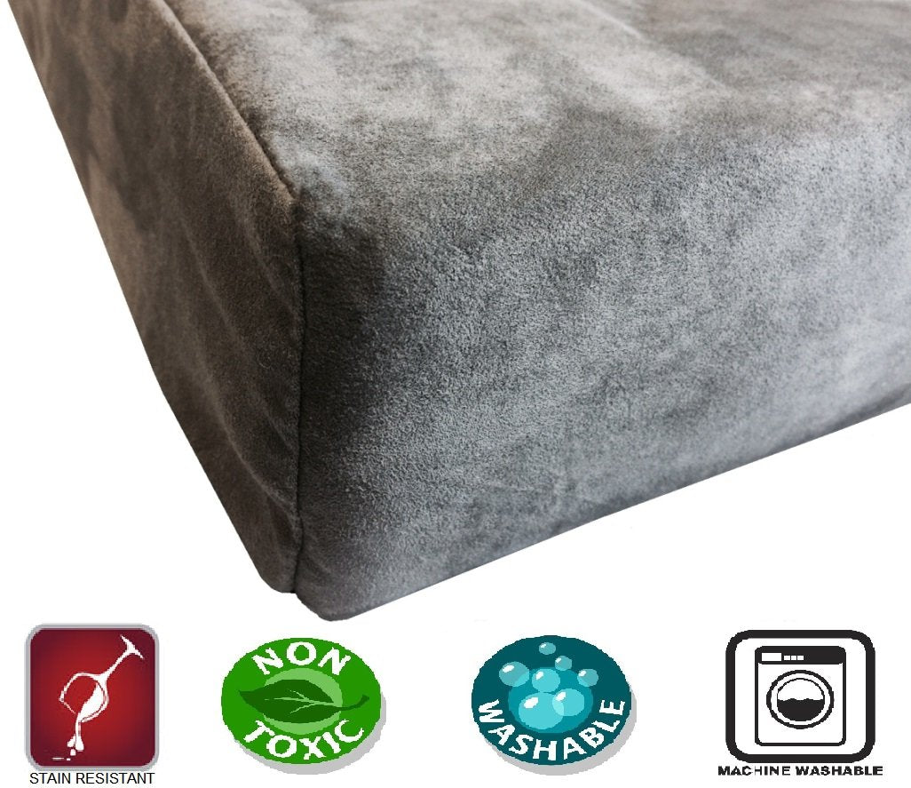 Dogbed4less Orthopedic Dog Bed with Memory Foam for Medium Large Pet, Waterproof Liner, Washable Microsuede Gray Cover, 41X27X4 Inch (Fit 42X28 Crate)
