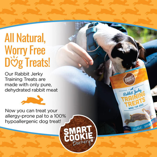 Smart Cookie Single Ingredient Rabbit Jerky Dog Treats - Bite Size Training Treats for Dogs and Puppies with Allergies and Sensitive Stomachs - Dehydrated, 100% Meat, Made in USA - 3oz, Pack of 1