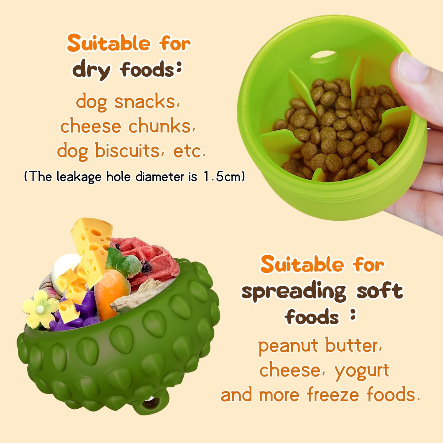 ZOURYNUA Interactive Dog Toys Detachable, Slow Feeder for Distraction Treat Dispensing Dog Toys for Fun and Enrichment, Small Medium Dogs (Green)