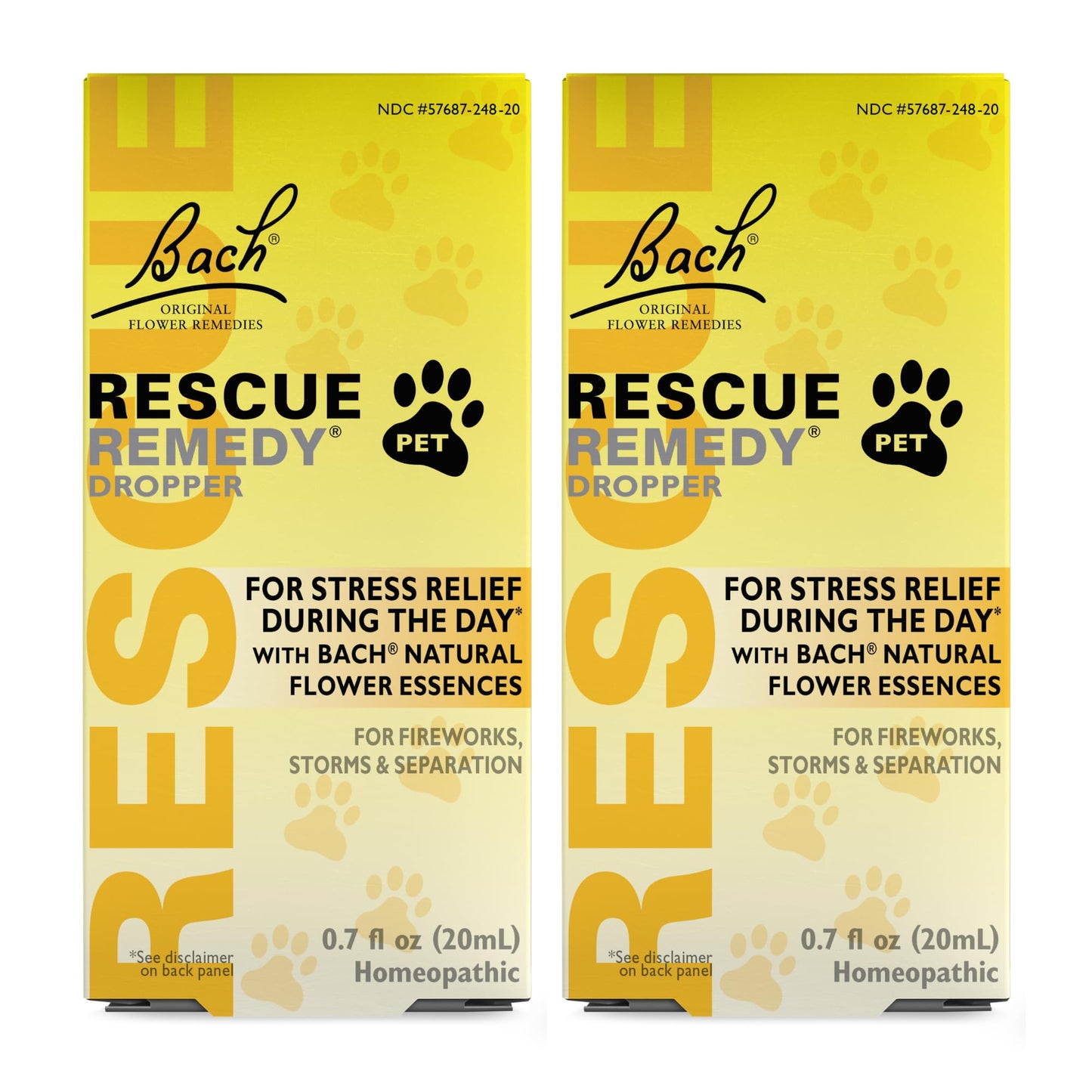 Bach RESCUE Remedy PET Dropper 20mL, Natural Stress Relief, Calming for Dogs, Cats, & Other Pets, Homeopathic Flower Essence, Thunder, Fireworks & Travel, Separation, Sedative-Free, 2-Pack