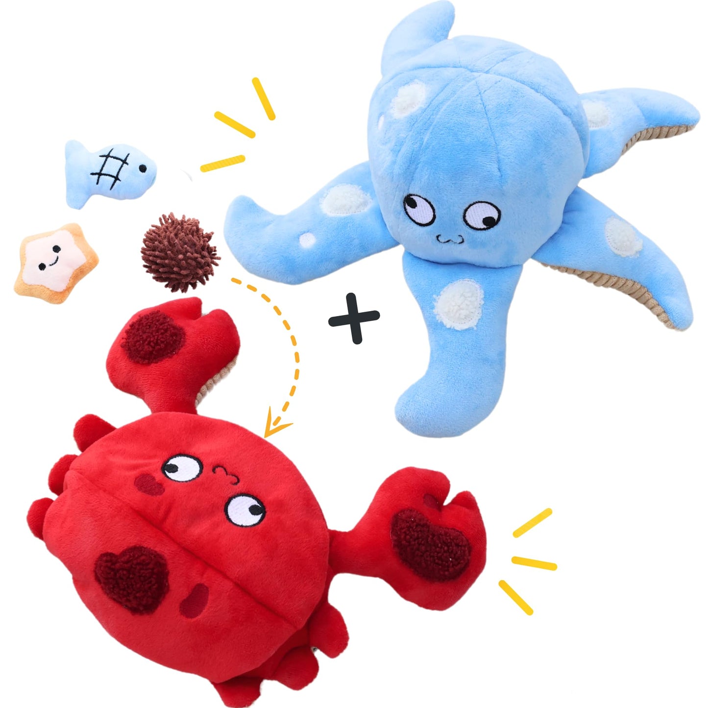 2 Pack Dog Toys for Large Dogs, Squeaky Plush Hide and Seek Teething Chew Toys for Small, Medium Puppy Dogs to Keep Them Busy