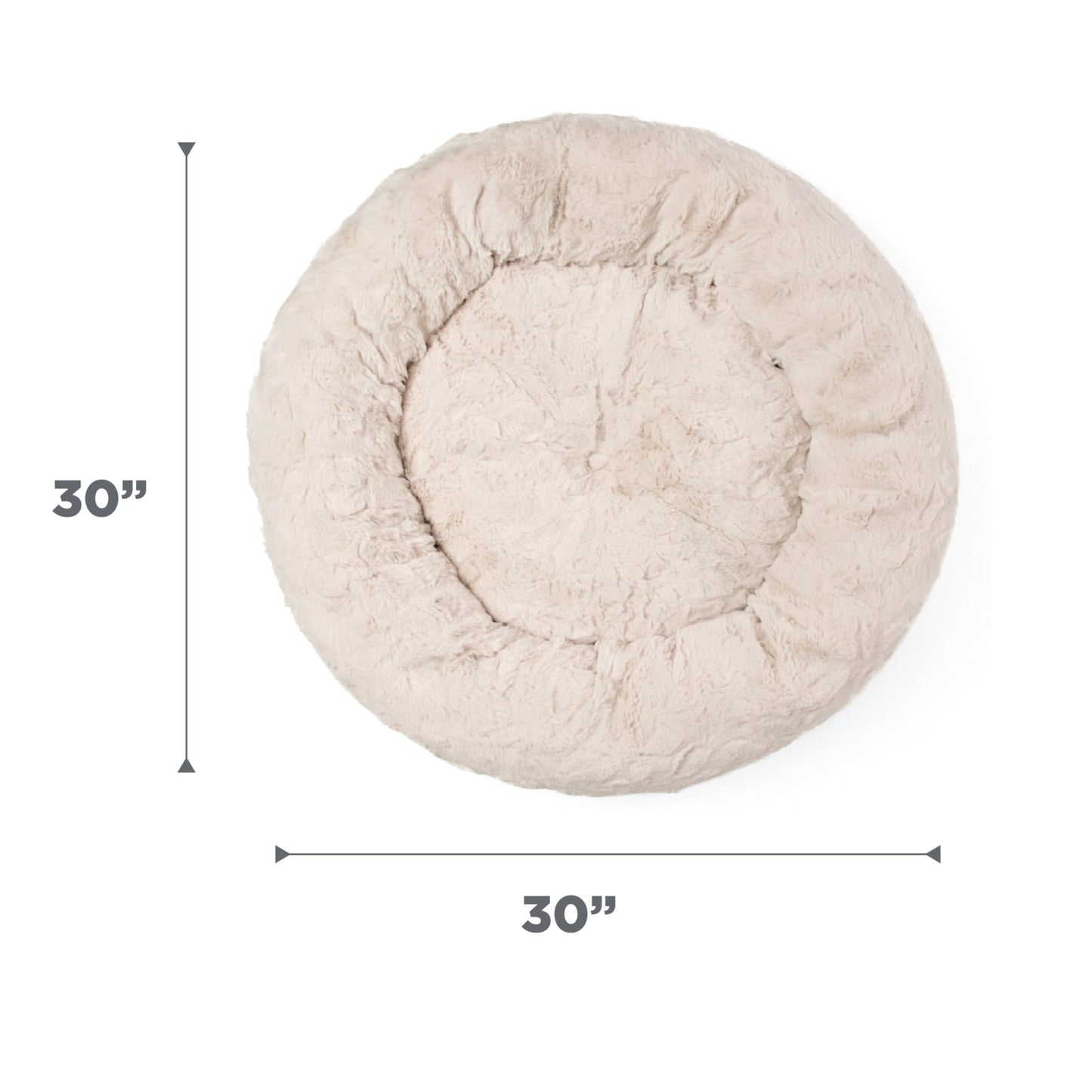 Best Friends by Sheri Original Calming Donut Dog and Cat Bed, Lux Faux Fur, Oyster, (30in x 30in) - Anxiety Relief for Pets Up to 45 lbs