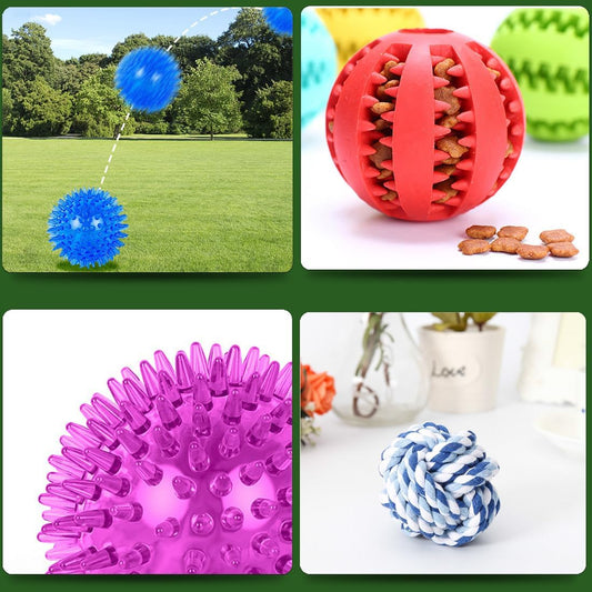 Dog Toy Balls for Small Dogs, 12 Pack Interactive Dog Toys for Small Breed 0-15 lbs, Includes Rubber, Squeak & Rope Balls