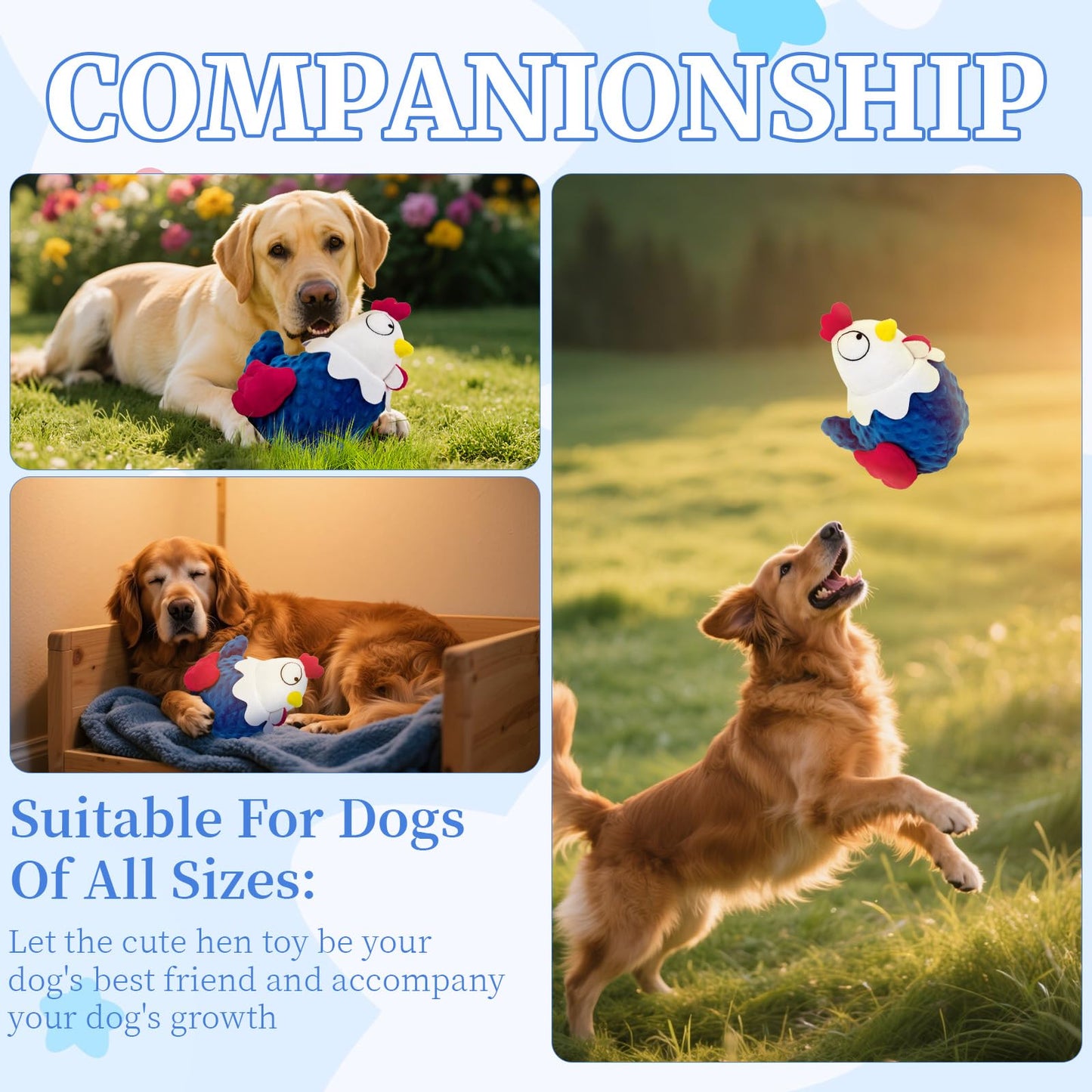 LLSPET Rubber Chicken Dog Squeaky Toys, Durable Latex Chew Toys for Small Medium Large Size Dogs, Teething Puppy Dogs, Colorful Scream Chicken Toys with Polka Dot (2 Pcs)