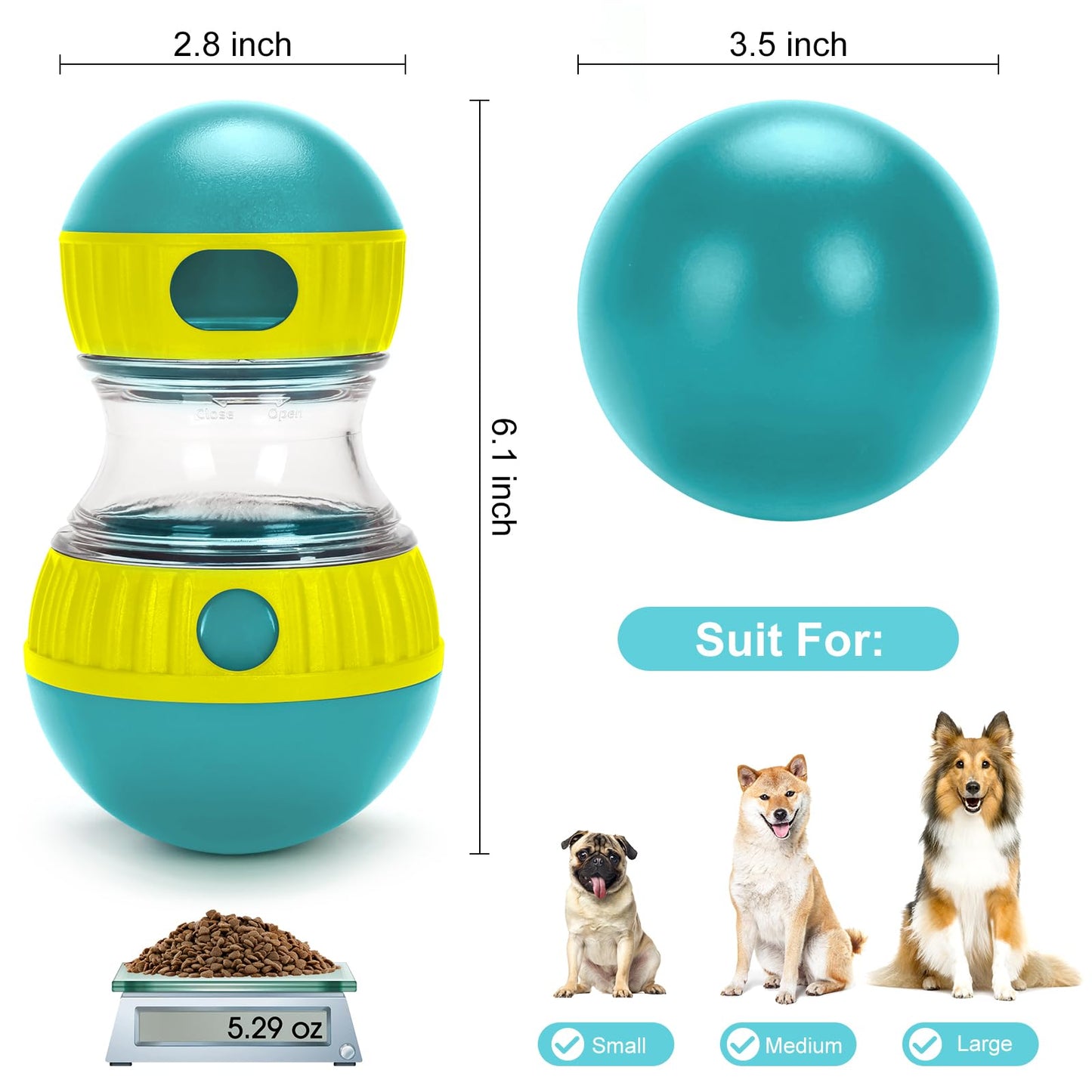 YECERCAN Dog Treat Toy, Interactive Treat Dispensing Dog Toys, Adjustable and Durable Dog Puzzle Toy for Small/Medium/Large Breed Dogs to Keep Them Busy (Green)