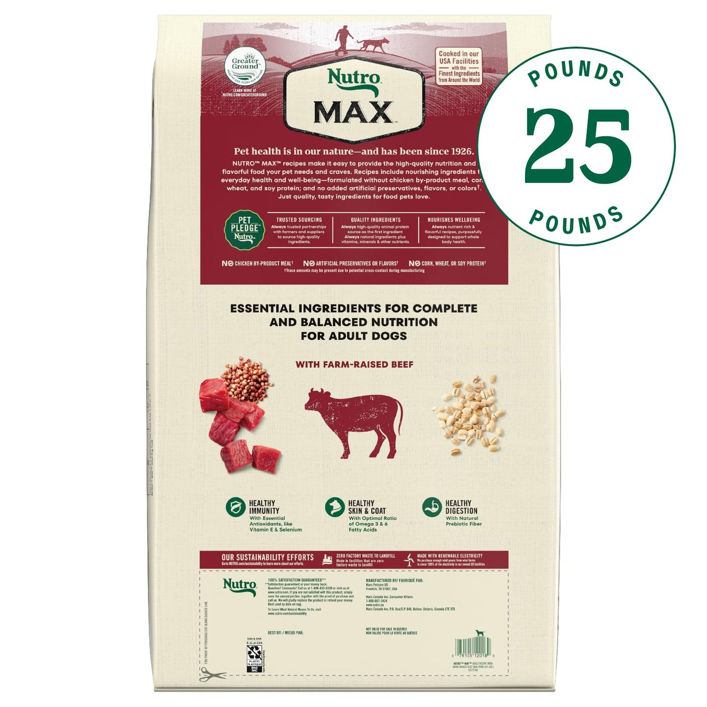 Nutro Max Adult Dry Dog Food with Beef, 25 lb. Bag