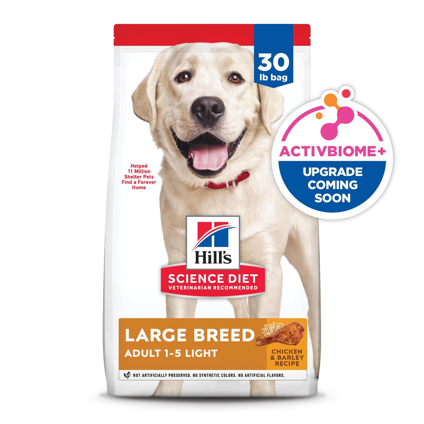 Hill's Science Diet Large Breed Light Adult Dry Dog Food 1-5, Quality Protein for Weight Management Support, Chicken & Barley, 30 lb. Bag
