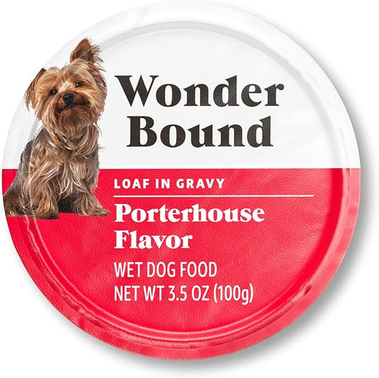 Amazon Brand - Wonder Bound Small Breed Wet Dog Food, Porterhouse Flavor, Loaf in Gravy, 3.5 Ounce (Pack of 12)