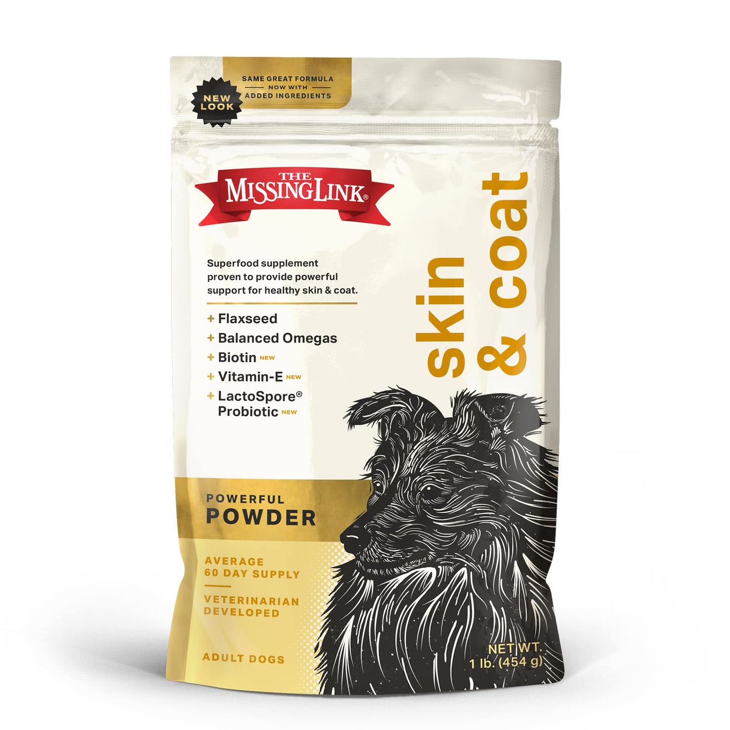 The Missing Link Original All Natural Superfood Dog Supplement- Balanced Omega 3 & 6 to support Healthy Skin & Coat – Skin & Coat Formula – 1 lb.