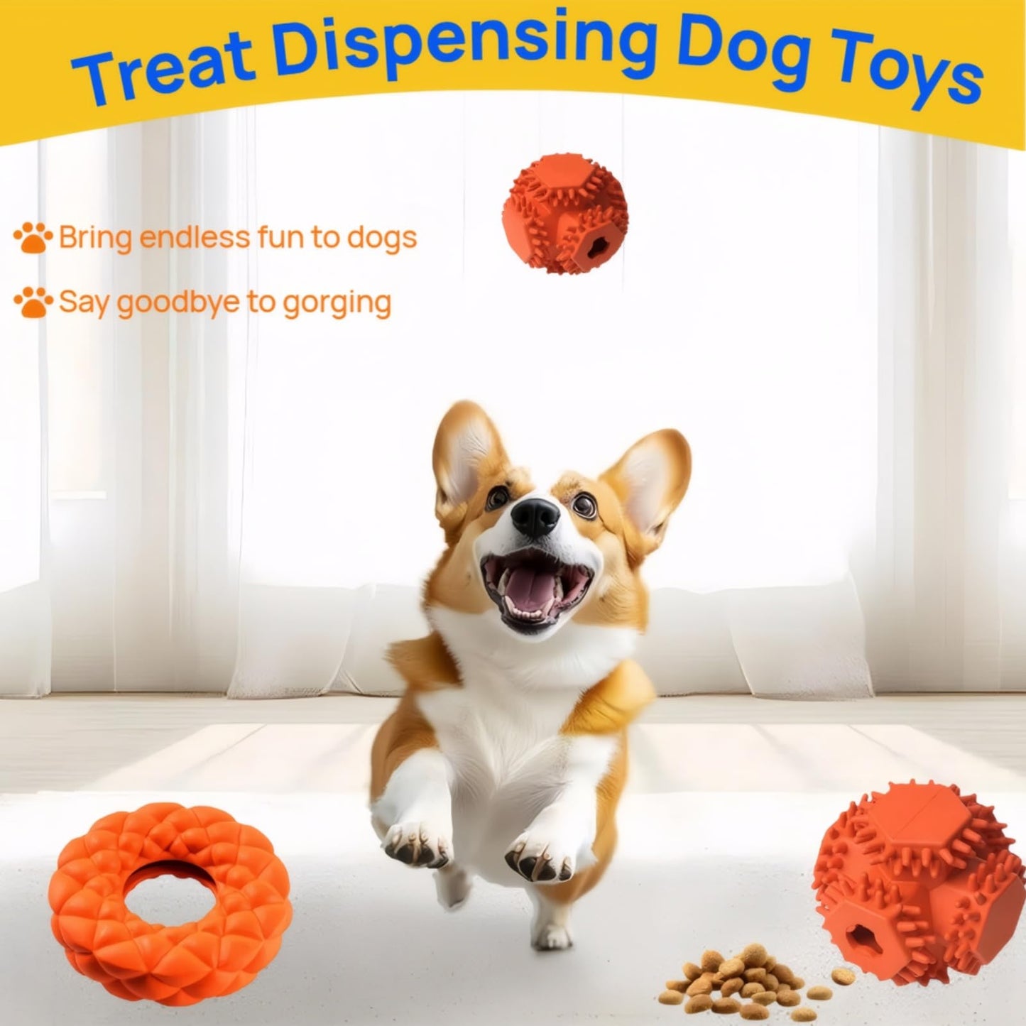 MoeSoce 5 Pack Squeaky Dog Rope Toy & Treat-Dispensing Toys for Medium Large Dogs, Interactive Tug of War Dog Toys for Slow Feeder/Training/Playing