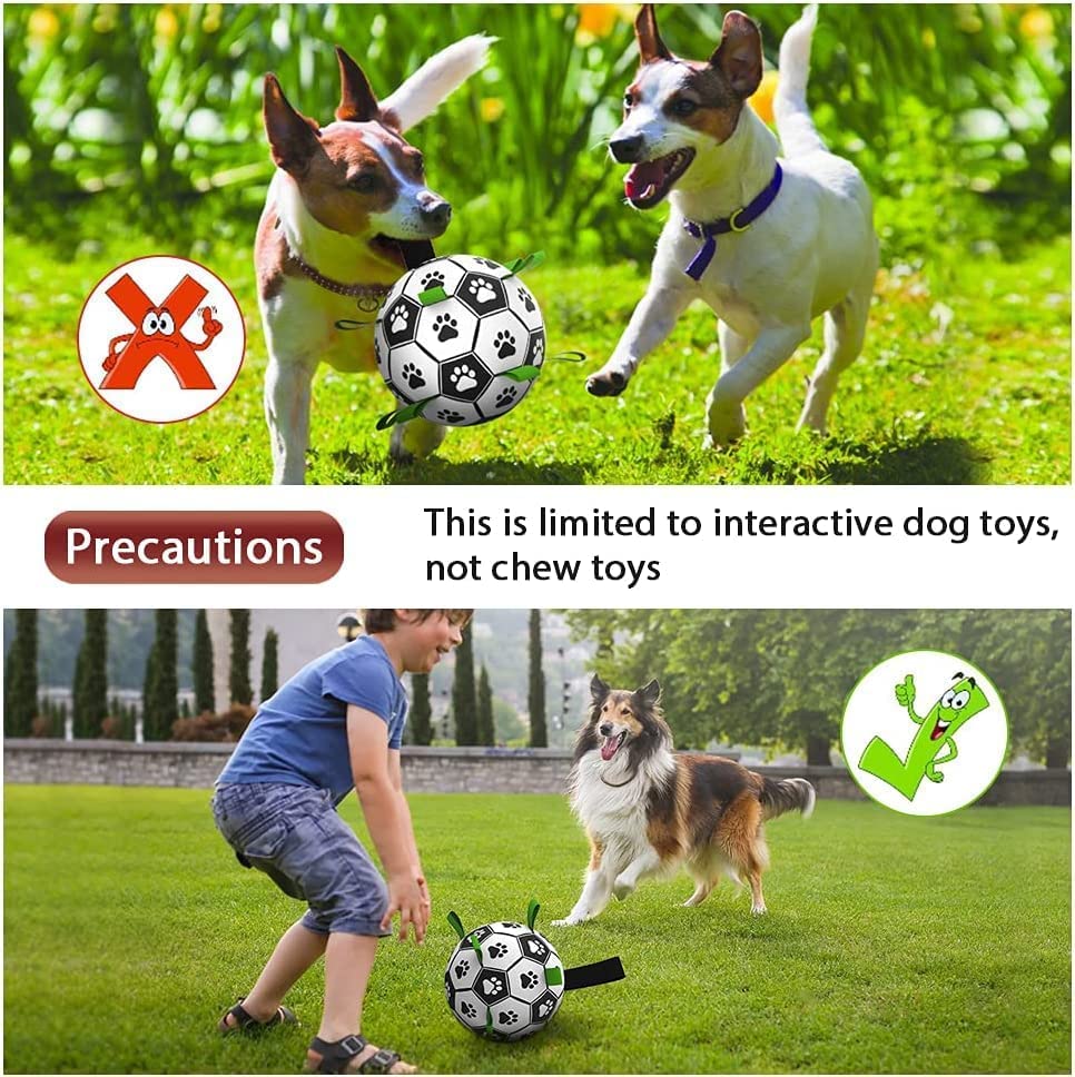 Domchan Dog Soccer Ball, Interactive Toys for Tug of War, Puppy Birthday Gifts, Tug Toy, Water Toy, Durable Balls for Small & Medium Size(6 inch)