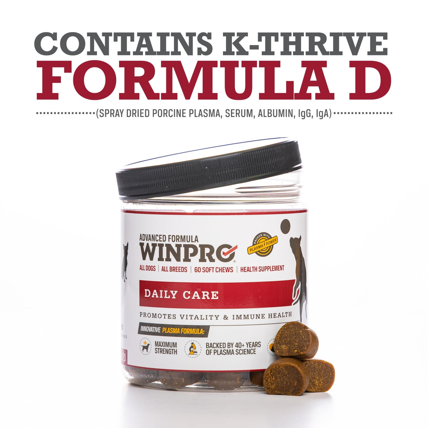 WINPRO Pet Daily Care Chews for Dogs, 60 Soft Chews, Plasma Powered, Grain Free Supplement for Dogs Providing Vitality and Immunity Support