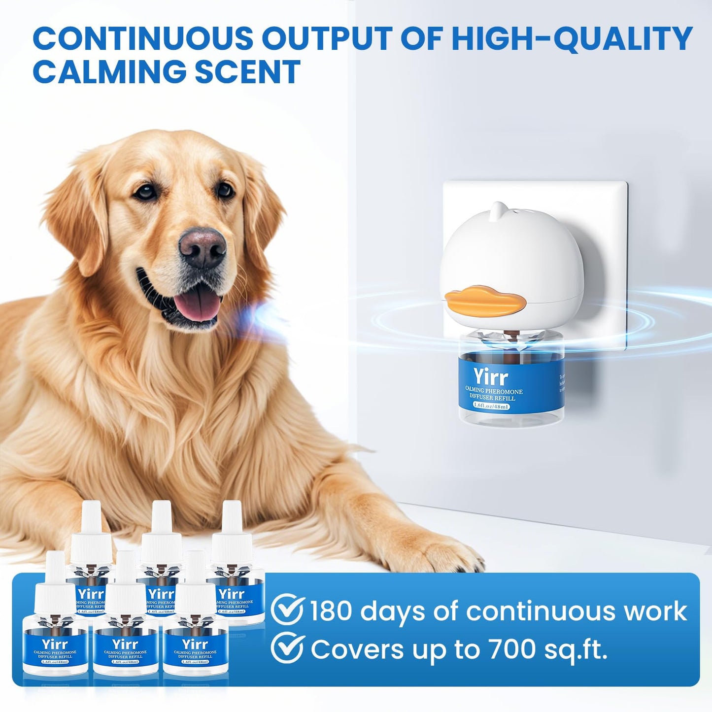 Yirr Dog Calming Diffuser, Dog Pheromones Calming Diffuser, Relaxing Pheromone for Dogs Relief Stress Anxiety Reduce Aggression Barking, Help Train Dog to Pee
