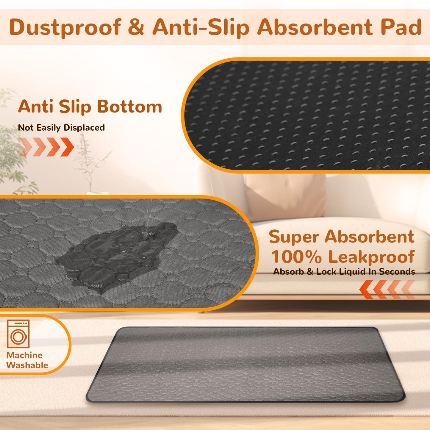 XL Dog Bed Orthopedic Memory Foam Pet Bed Waterproof with Anti-Slip Mat Washable Big Dog Couch Indestructible (Grey)